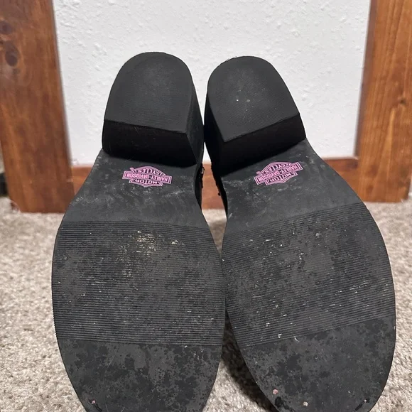 Harley-Davidson Women's Black Riding Boots with Pink Stitching - Picture 5 of 5